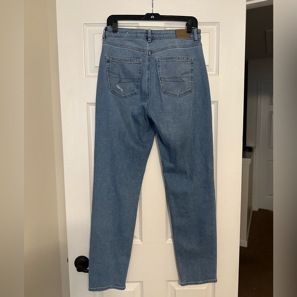 AE Stretch Super High Waisted Straight Jean - Picture 2 of 5